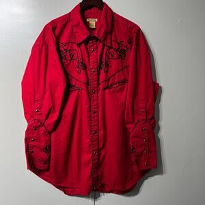 Alan Jackson Pearl Snap Long Sleeve Western Pockets Embroidered Shirt | Men's XL